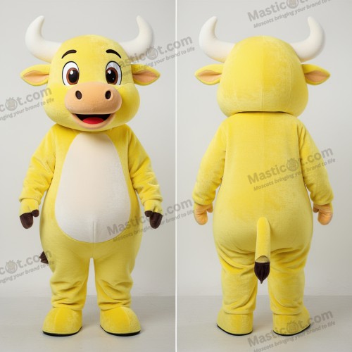 Gul rund okse-maskot - Okse - MASTICOT_14270 - Masticot.com