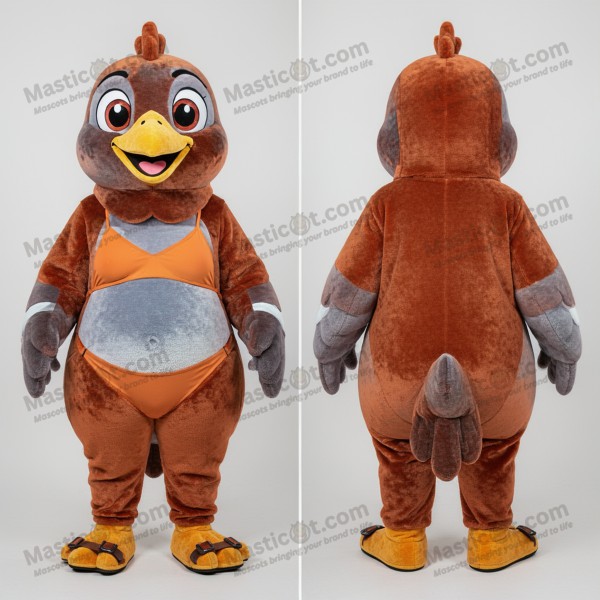 Rust orange velvety pigeon mascot - Masticot.com