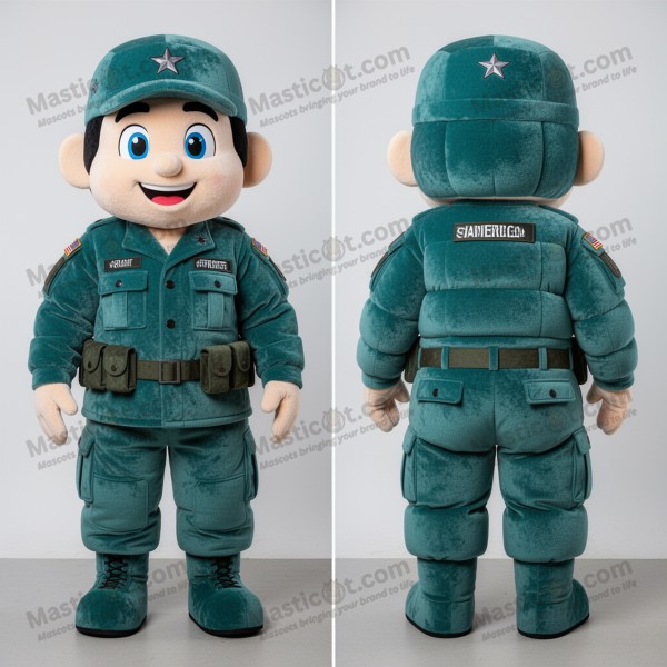 Mascotă de soldat american, turcoaz, cu umplutură -