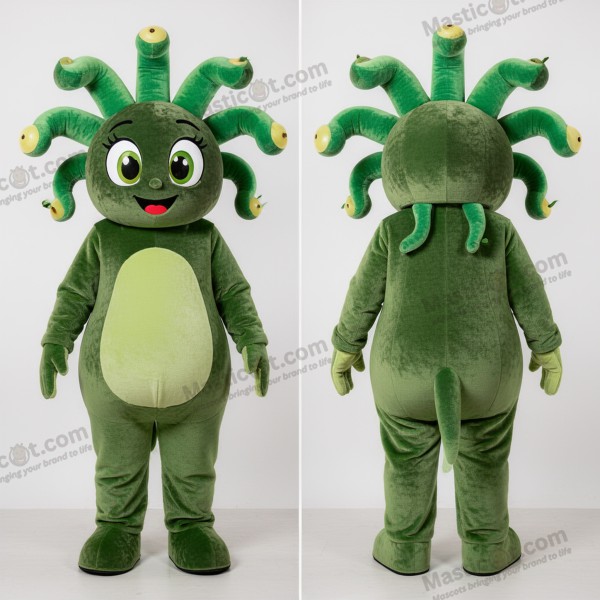 Mascote de Medusa Cartunesca Verde Azeitona - Masticot.com