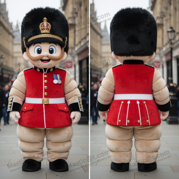 Beige Padded Cartoon British Royal Guard Mascot -