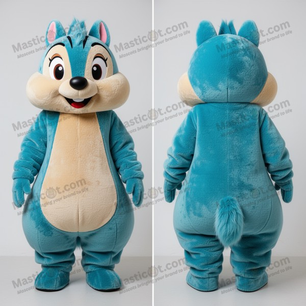 Cyan fluffy chipmunk mascot - Masticot.com