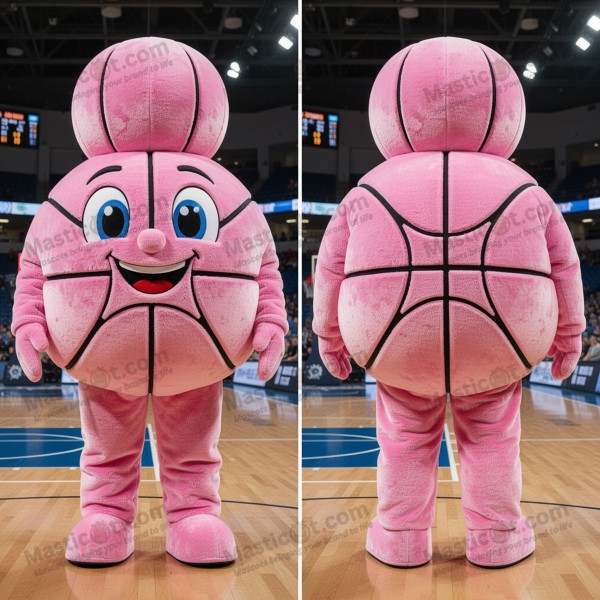 Pink Rounded Basketball Ball Mascot - Masticot.com