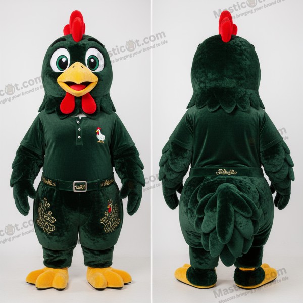 Mascotte Poules Vert Forêt en Velours - Masticot.com