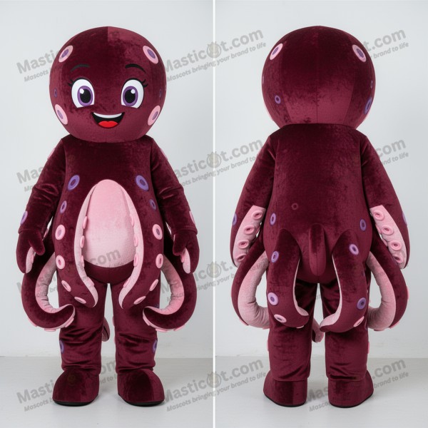 Maroon Velvety Kraken Mascot - Masticot.com