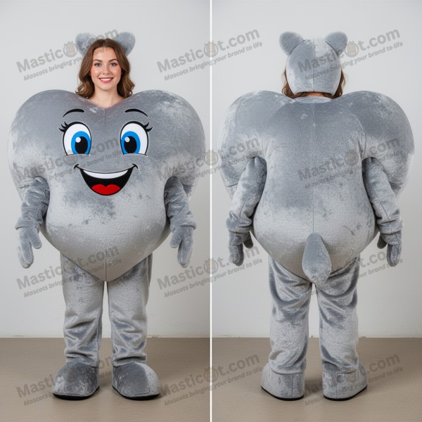 Silver broad shouldered heart shaped balloons mascot -