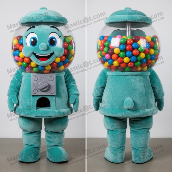 Teal vibrant gumball machine mascot - Masticot.com