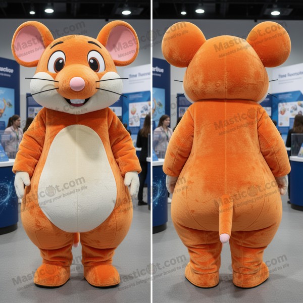 Mascot șobolan pufos, portocaliu ruginiu - Masticot.com