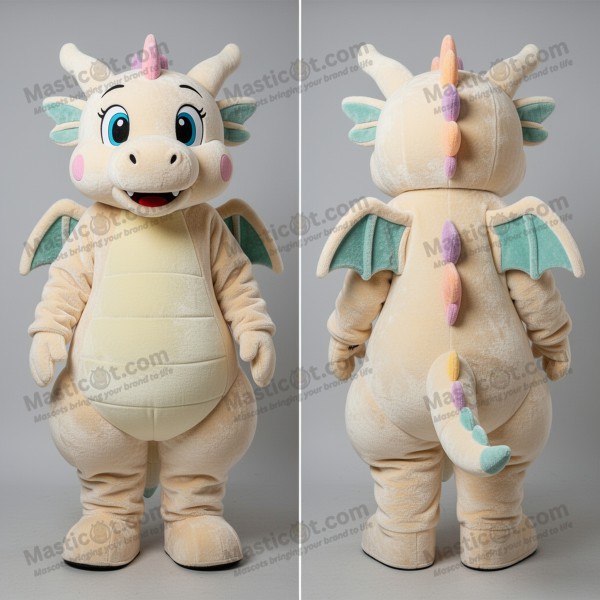 Cream velvety dragon mascot - Masticot.com