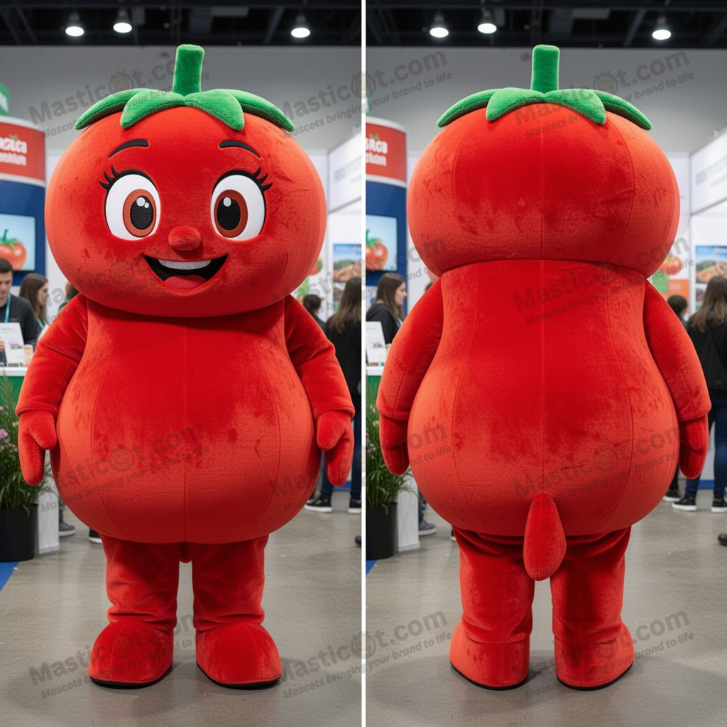 Karmosinrød rund tomatmaskot - Masticot.com