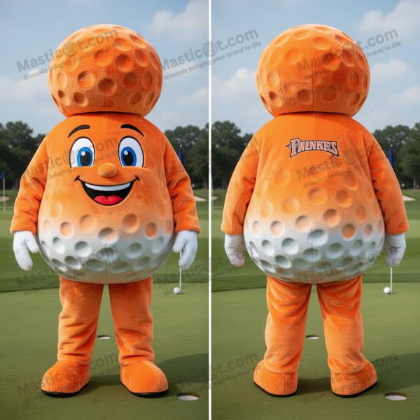 Vibrant Orange Cartoon Golf Ball Mascot - Masticot.com