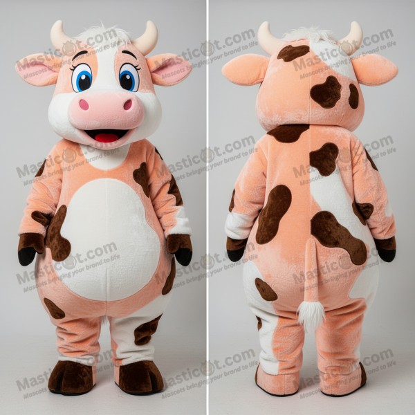 Peach rounded holstein cow mascot - Masticot.com