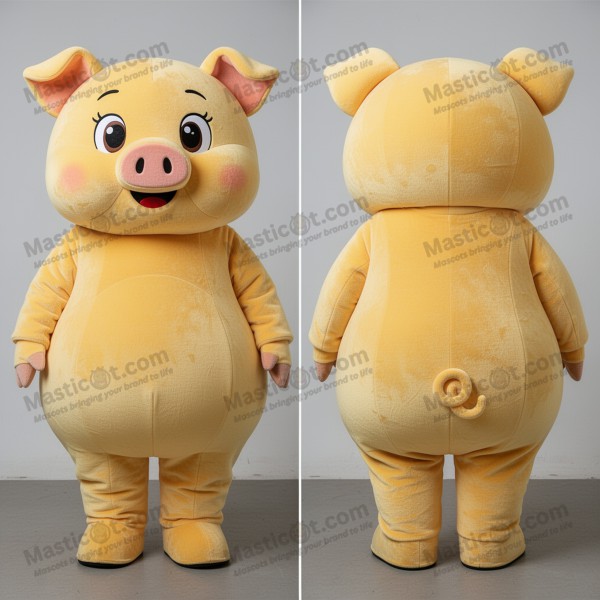 Mascota de Cerdo Cartoon Amarillo Dorado - Masticot.com