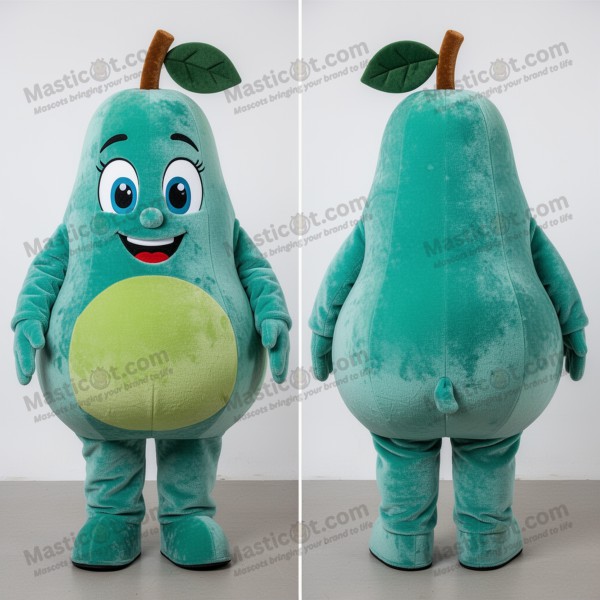 Teal velvety pear mascot - Masticot.com