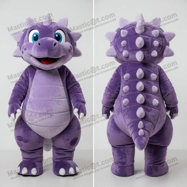 Purple padded broad shelled ankylosaurus mascot -