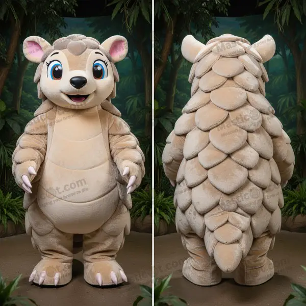 Velvety beige scaled pangolin mascot - Pangolin - MASTICOT_1484 - Masticot.com