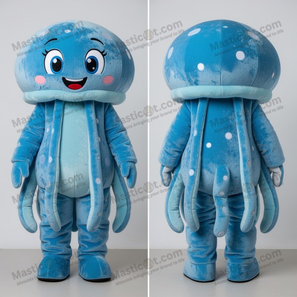 Costum mascot meduză albastru azuriu, fluid - Masticot.com