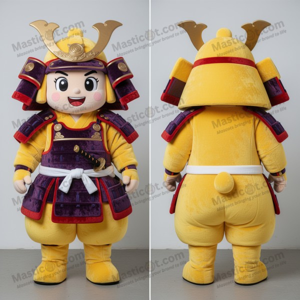 Yellow broad shouldered samurai mascot - Masticot.com
