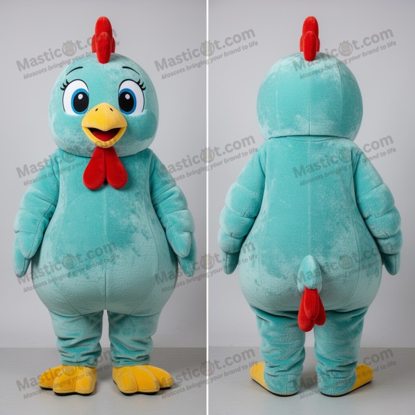 Turquoise Plush Rounded Chicken Mascot - Masticot.com