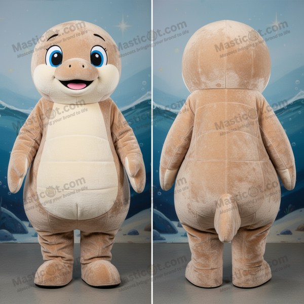 Hnědá kulatá maskota Stellars Mořská Kráva - Masticot.com