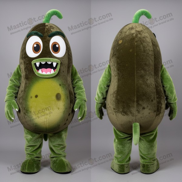Olive green expressive chupacabra mascot - Masticot.com