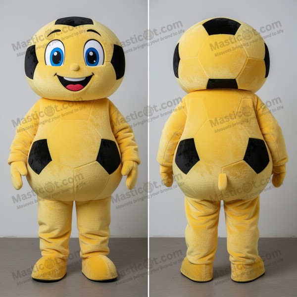 Mascota de balón de fútbol deportiva de terciopelo amarillo