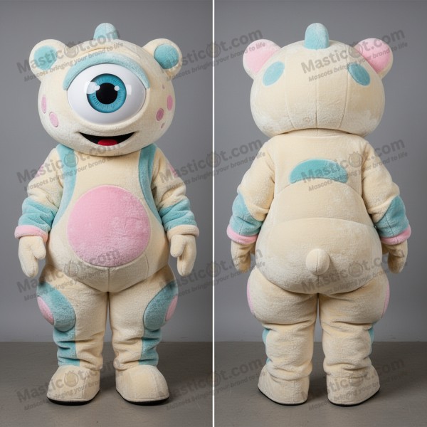 Cream broad shouldered cyclops mascot - Masticot.com