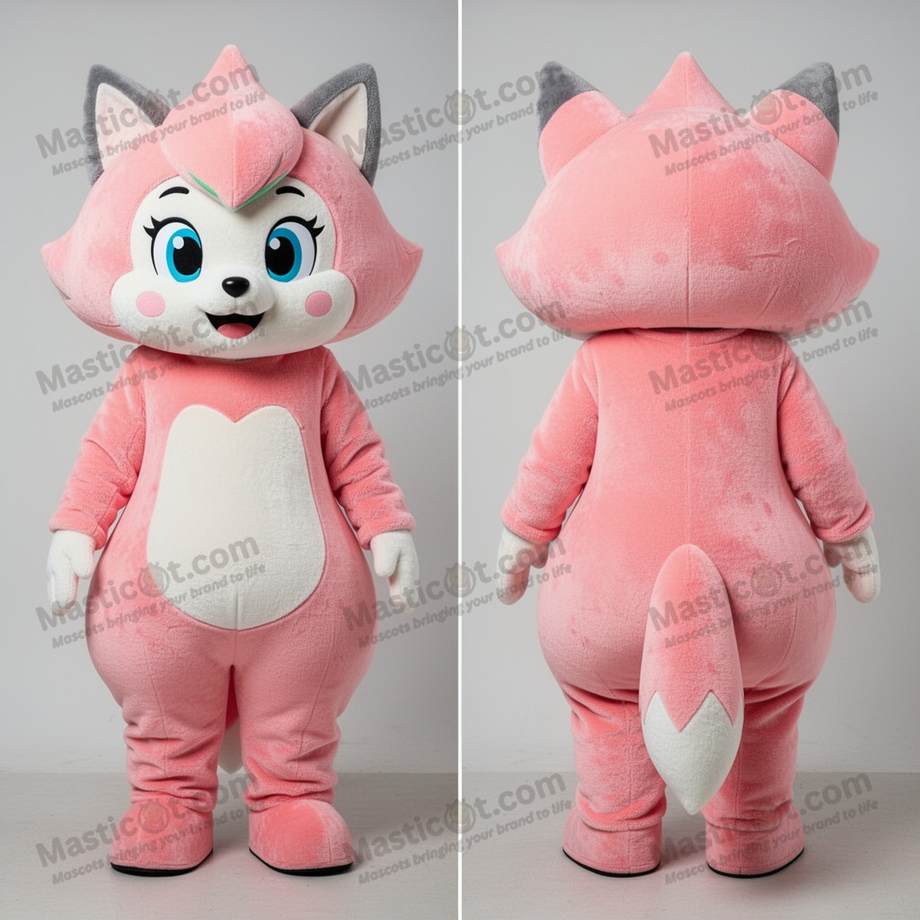 Peach Fluffy Cartoon Wolf Mascot - Masticot.com
