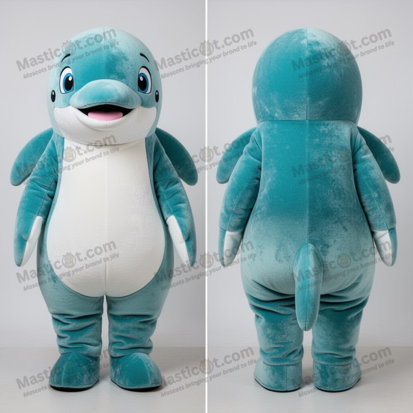 Turkis plysj-maskot av hvithval - Masticot.com