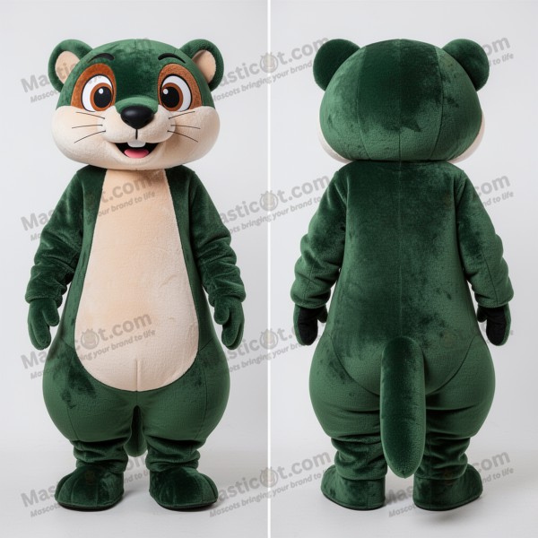 Forest green playful weasel mascot - Masticot.com
