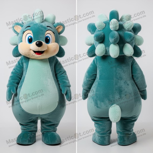 Teal velvety porcupine mascot - Masticot.com