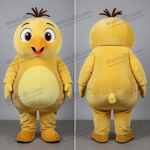 Yellow fuzzy smiling kiwi mascot - Masticot.com