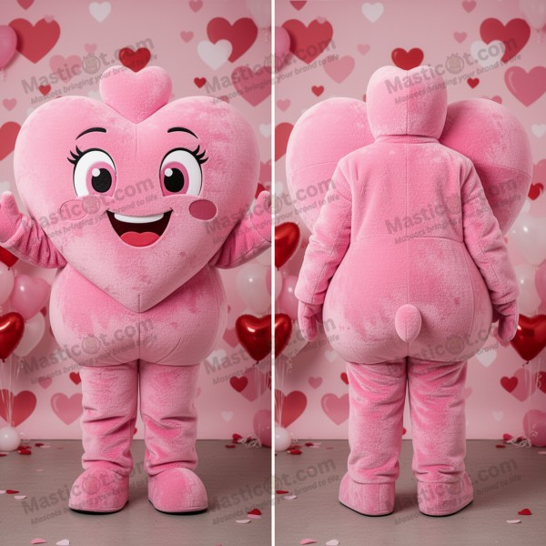 Vibrant pink cuddly heart mascot - Masticot.com