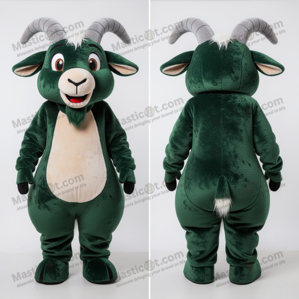 Mascota de Cabra Boer de Dibujos Animados Verde Bosque -