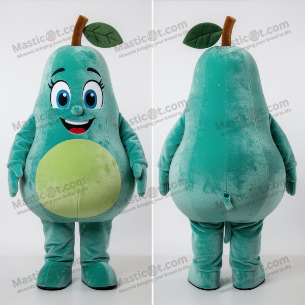 Teal velvety pear mascot - Masticot.com