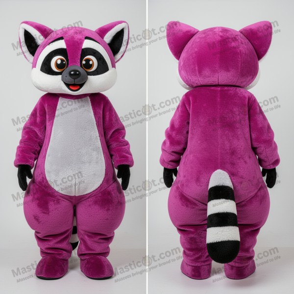 Magenta velvety lemur mascot - Masticot.com