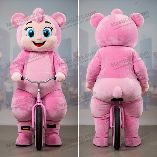 Myk rosa balansert enhjulssyklist maskot - Masticot.com