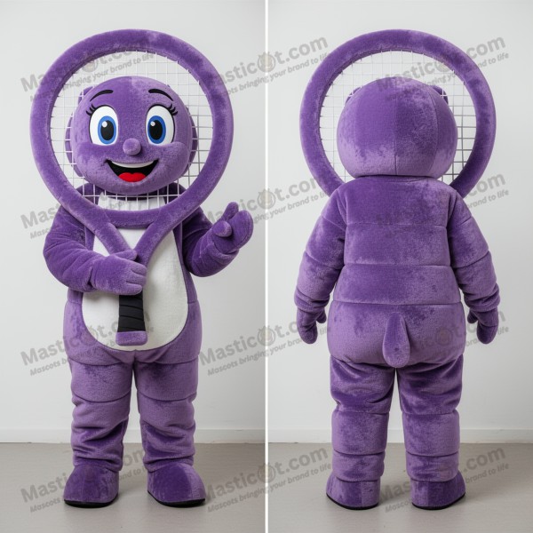 Purple plush tennis racket mascot - Masticot.com