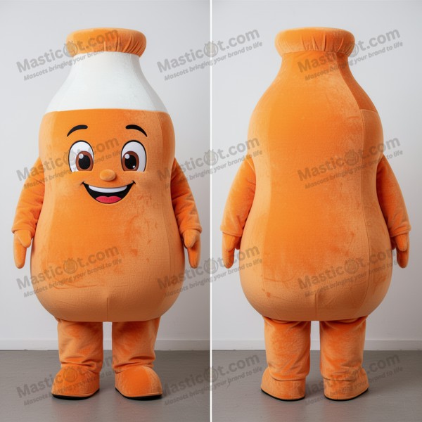 Creamy orange rounded bottle of milk mascot - Masticot.com