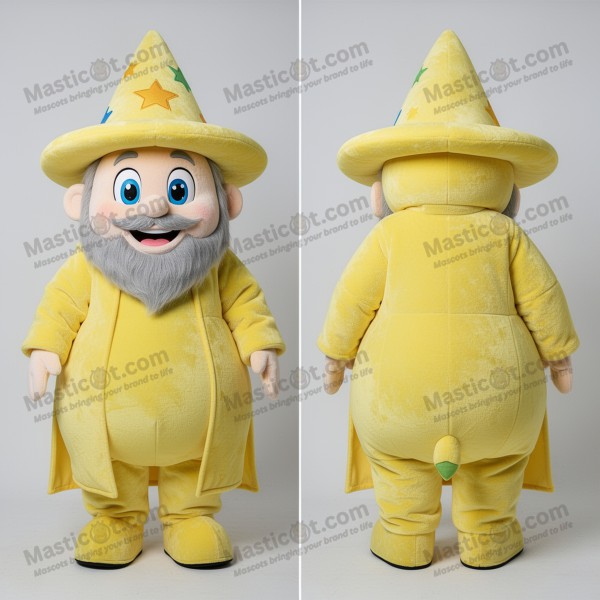 Lemon yellow cushioned hat wizard mascot - Masticot.com