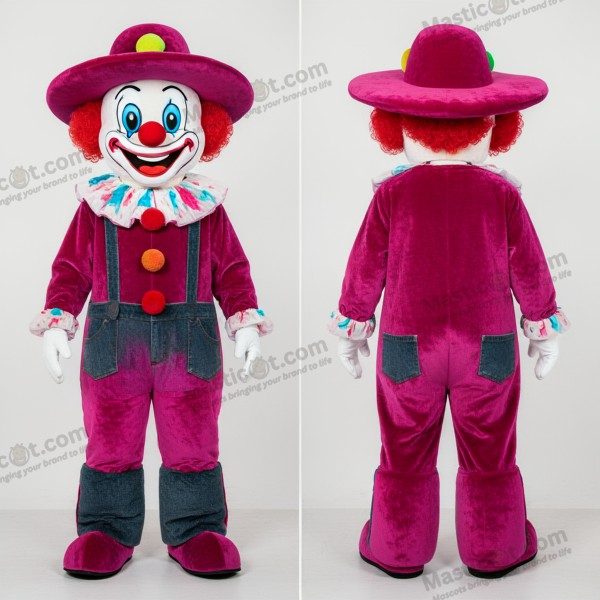 Magenta Plush Clown Mascot - Clown - MASTICOT_16034 - Masticot.com