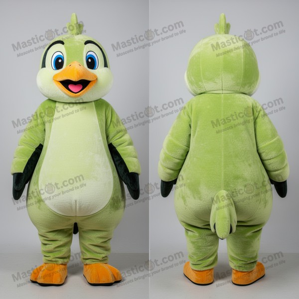 Mascota de pájaro carpintero alegre verde lima -