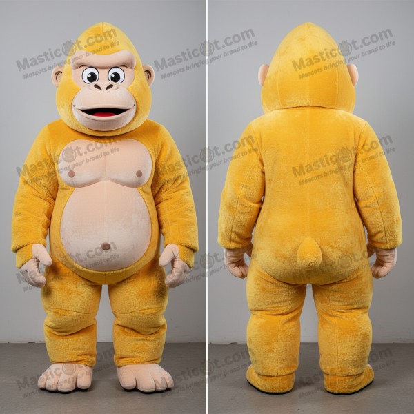 Velvety yellow broad shouldered gorilla mascot -
