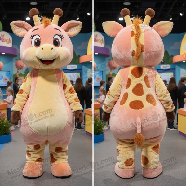 Peach gold gentle giraffe mascot - Masticot.com