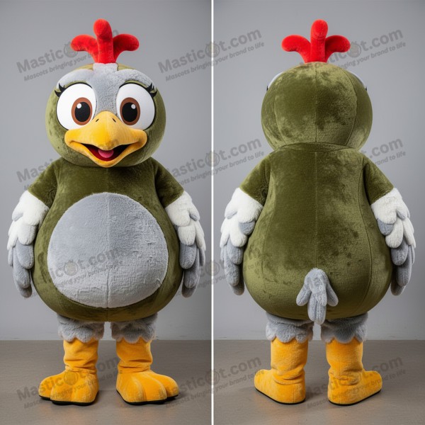 Olive velvety emu mascot - Masticot.com