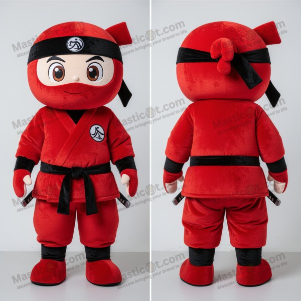 Karmínově červený nenápadný maskot ninja - Masticot.com