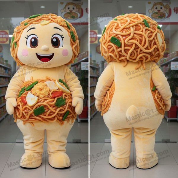 Mascota divertida de Pad Thai en color amarillo azafrán -