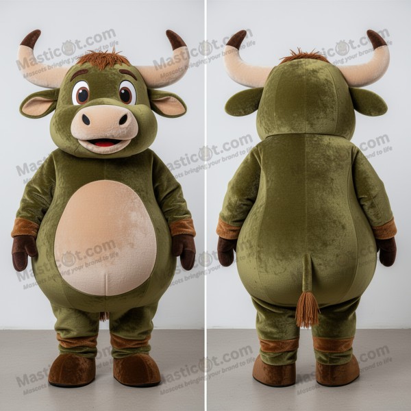 Olive Green Padded Zebu Mascot - Masticot.com