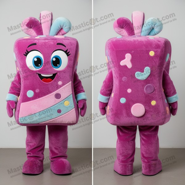 Magenta plush candy box mascot - Masticot.com
