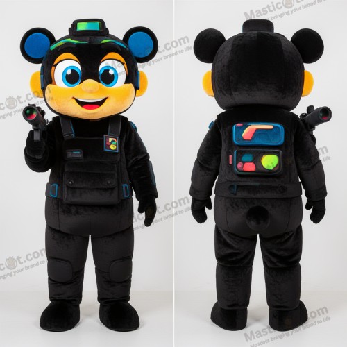 Black tactical sniper mascot - Sniper - MASTICOT_16516 - Masticot.com
